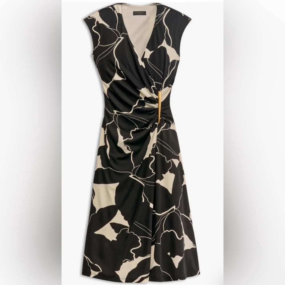 Donna Karan New York floral wrap front midi dress